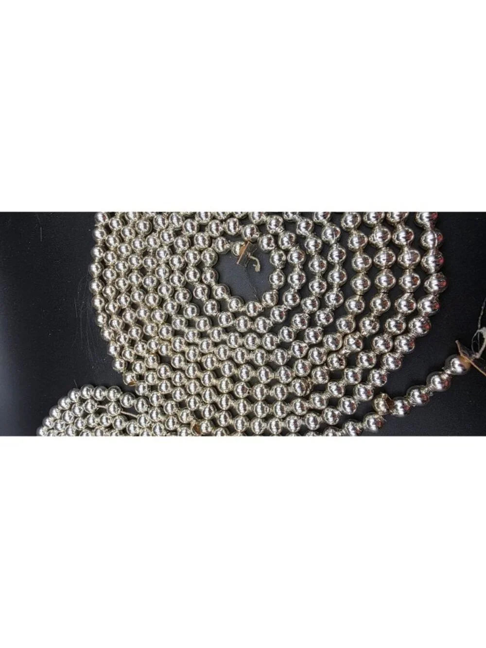 Vintage MCM Silver Mercury Glass Bead Garland Christmas Decor Two 8' Strands